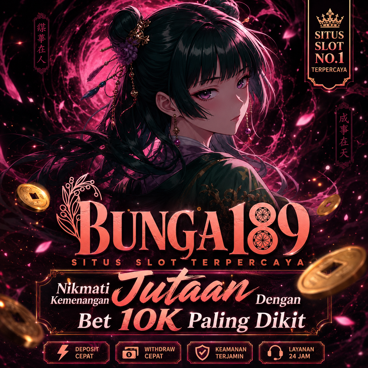 Tampilan platform BUNGA189 — nikmati kemenangan jutaan dengan bet 10K paling dikit